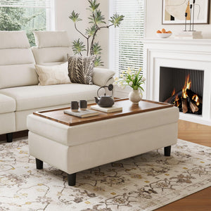 46-Inch Linen Storage Ottoman Bench with Folding Lid