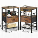 Nightstands Set of 2 with Charging Station