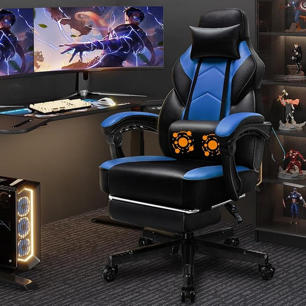 Gaming Chair with Footrest & Reclining Back