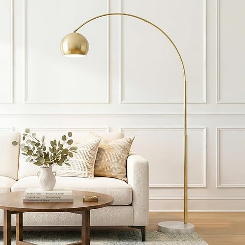 Arc Floor Lamp with Marble Base and Globe Shade