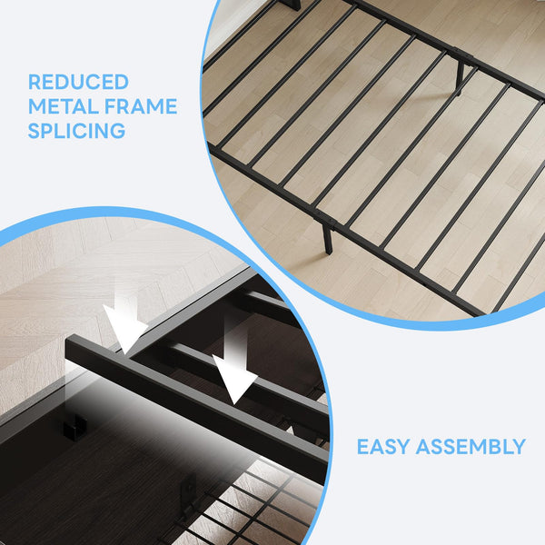 Twin XL Bed Frame with Storage Drawers, LED Light & Charging Station