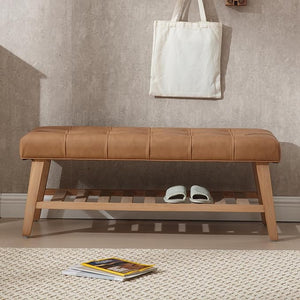 Upholstered Storage Bench with Shoe Storage