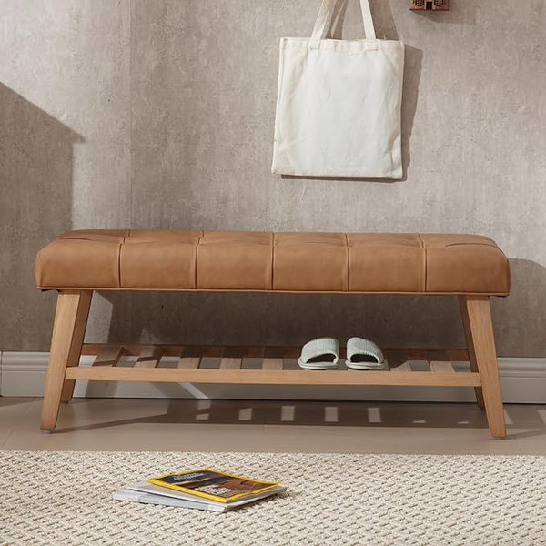 Upholstered Storage Bench with Shoe Storage