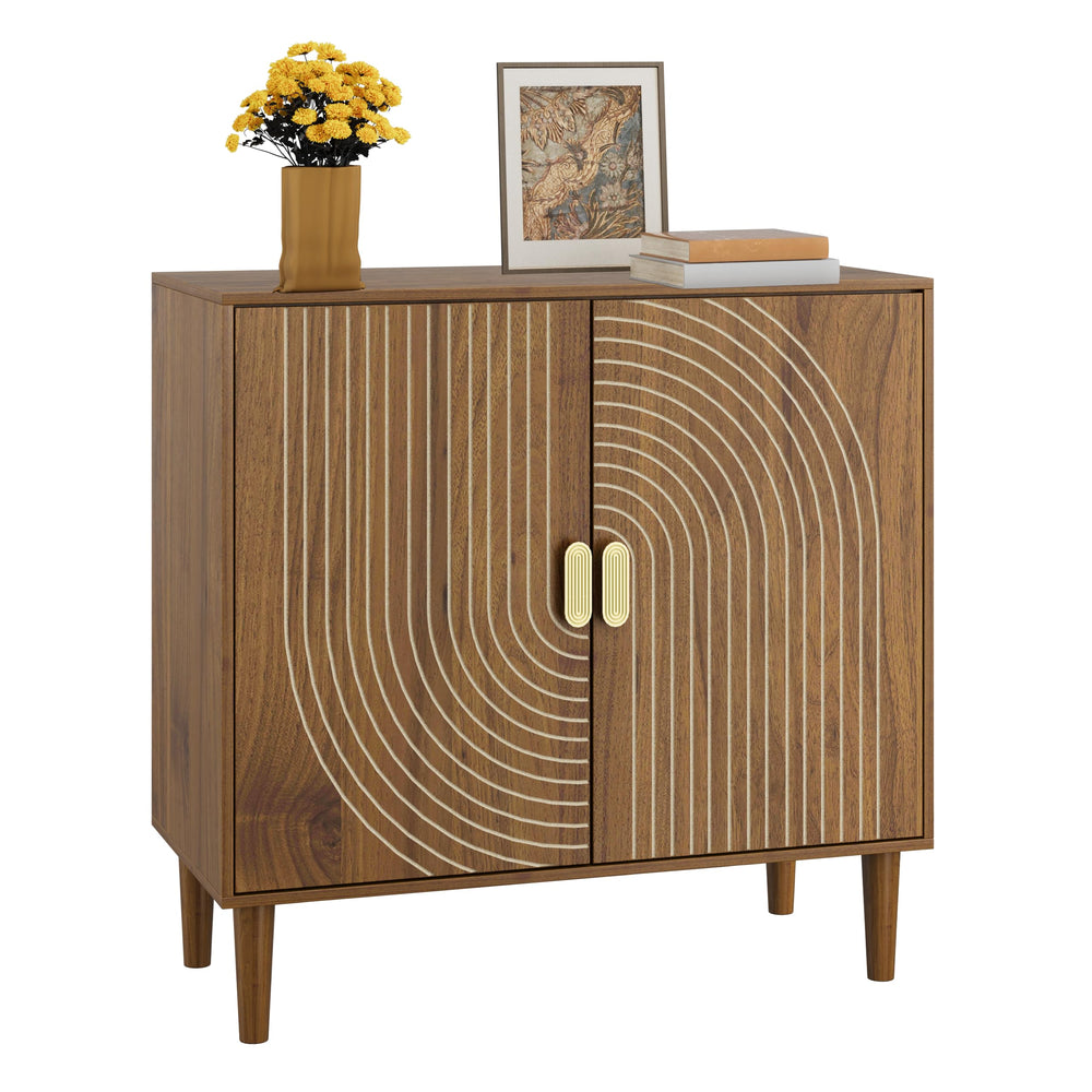 Walnut & Oak Sideboard Cabinet with Adjustable Shelf