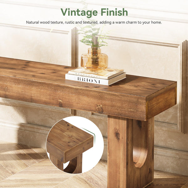 47" Solid Wood Entryway Bench