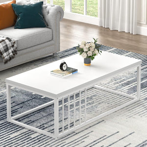 Modern Industrial Coffee Table with Metal Frame