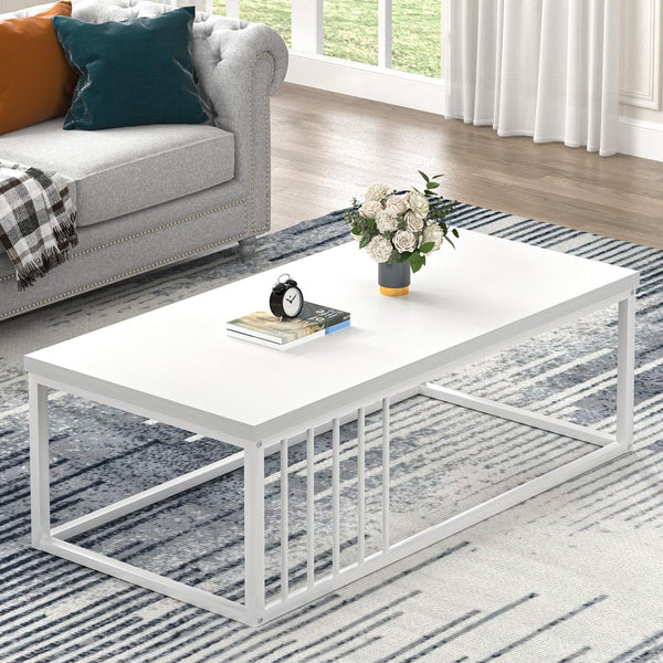 Modern Industrial Coffee Table with Metal Frame