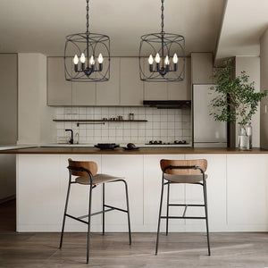 4-Light Black Metal Farmhouse Chandelier