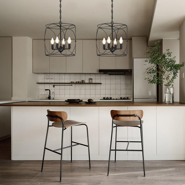 4-Light Black Metal Farmhouse Chandelier