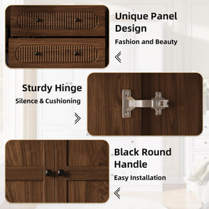 4-Door Freestanding Wardrobe Armoire with Drawers & Hanging Rods