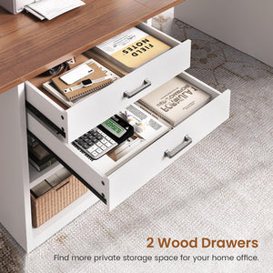 2-Person Computer Desk with Drawers & Storage Shelves, 90.5"