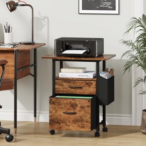 2-Drawer Rolling File Cabinet with 24" Extended Desktop