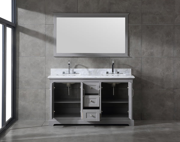 60" Double Sink Bathroom Vanity with Marble Countertop