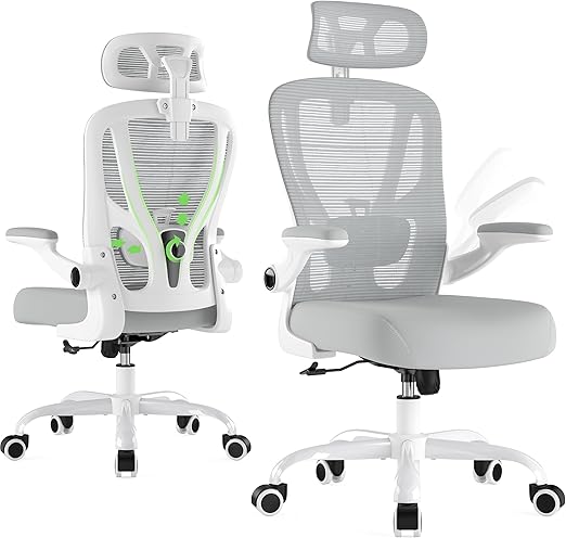 Ergonomic Mesh High-Back Office Chair with Lumbar Support, Headrest & Flip-Up Armrests
