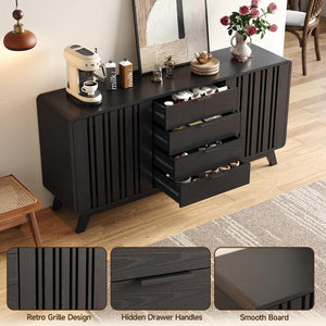 62" Sideboard Buffet Cabinet with Sliding Doors & 4 Drawers
