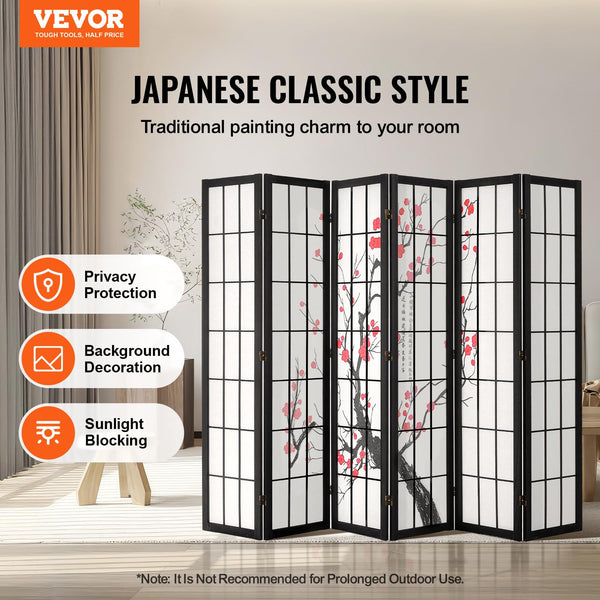 Cherry Blossom Japanese Room Divider Screen – Folding Wood Privacy Panel