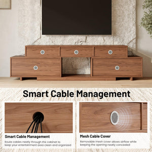Extendable TV Stand 63"-94.5" with Storage Cabinets & Cable Management
