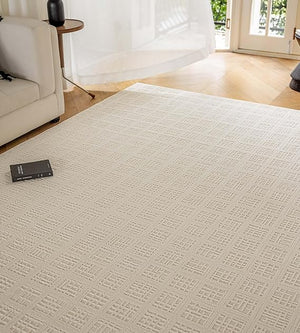 Beige Area Rug 4'7" x 6'7" – Stain Resistant Non-Slip Tufted Rug
