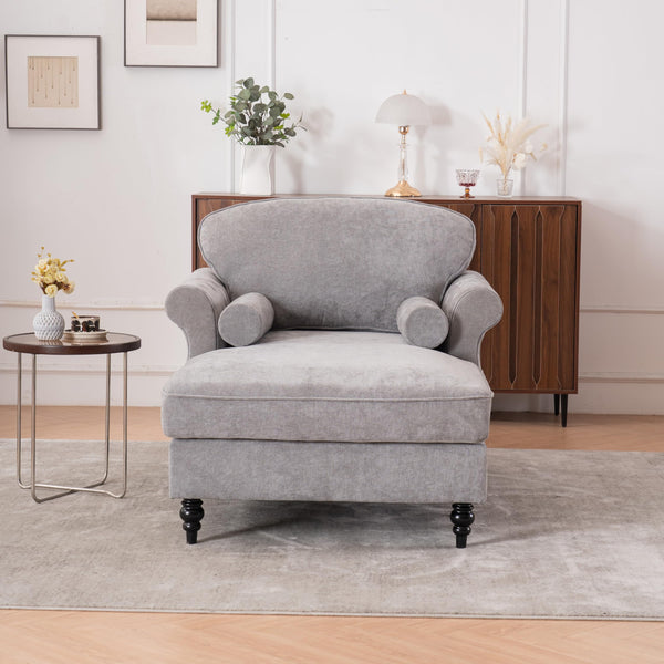 Chenille Recliner Sofa Chair with Curved Armrests & Pocket Springs