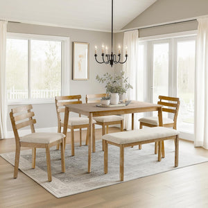 Farmhouse Dining Table Set with Bench