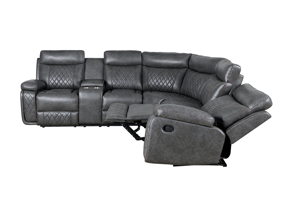 L-Shaped Manual Reclining Sectional Sofa with Storage & Cup Holders