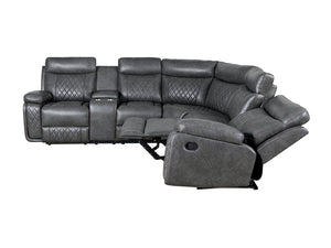 L-Shaped Manual Reclining Sectional Sofa with Storage & Cup Holders