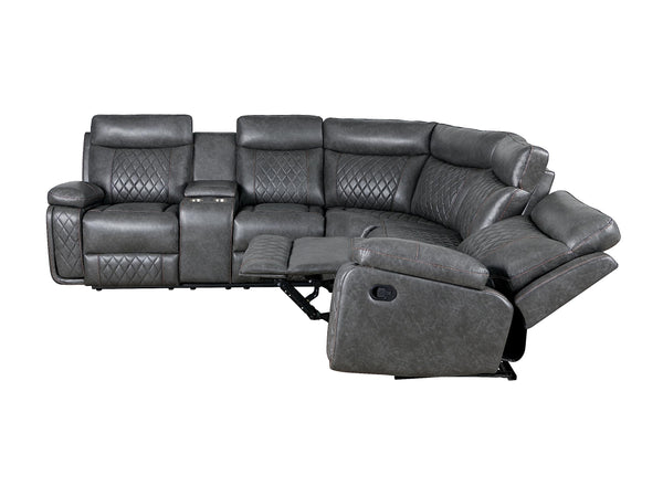 L-Shaped Manual Reclining Sectional Sofa with Storage & Cup Holders