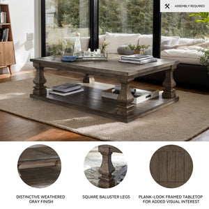 Farmhouse Coffee Table – Weathered Gray Finish