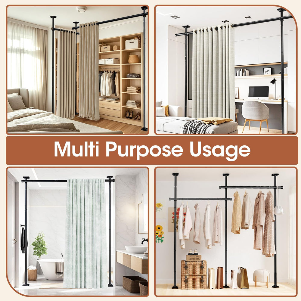 Adjustable No-Drill Room Divider Curtain Rod