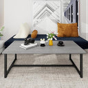 Rectangular Coffee Table with Metal Frame and Wood Top