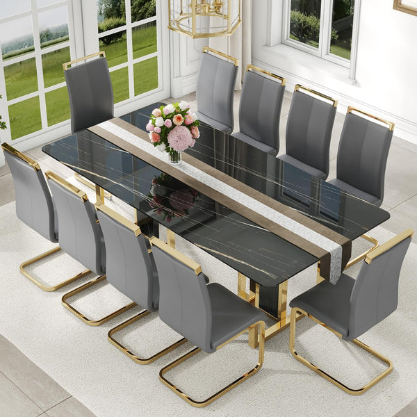 Modern Marble Dining Table Set with Chairs