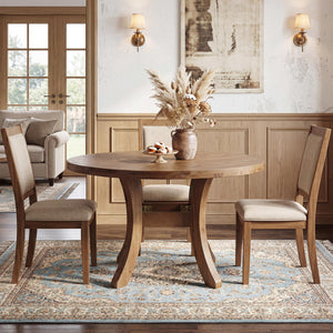 47" Round Solid Wood Dining Table with Curved Legs