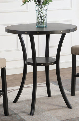 3-Piece Bar Height Dining Set – Round Table & Nail Head Stools