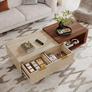 Extendable Coffee Table with Storage Drawers & Sliding Tabletop