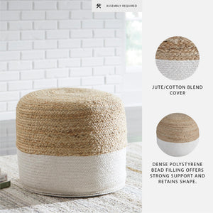 Round Jute Cotton Braided Pouf Ottoman