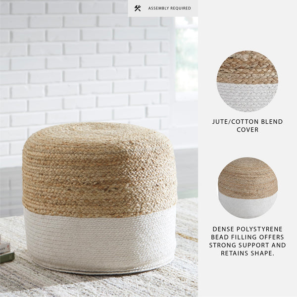 Round Jute Cotton Braided Pouf Ottoman
