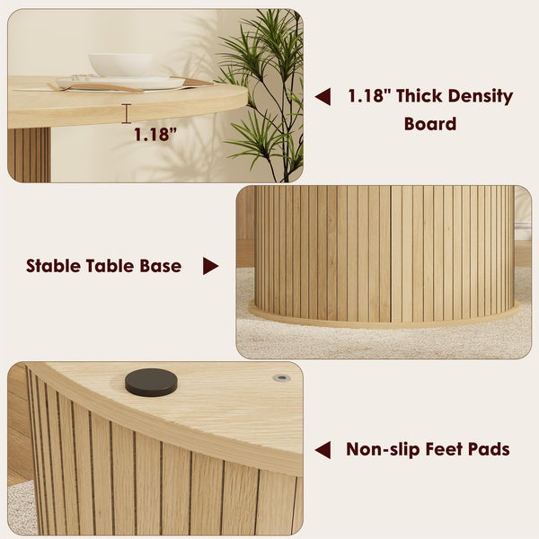 47" Round Dining Table with Storage Shelf & Sliding Door