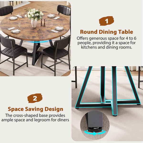 51" Round Dining Table for 6-8