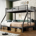 Twin XL Over Queen Bunk Bed – Heavy Duty Metal Frame with Guardrail