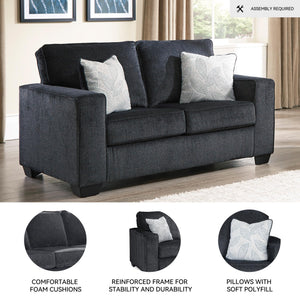 Modern Chenille Loveseat with Accent Pillows