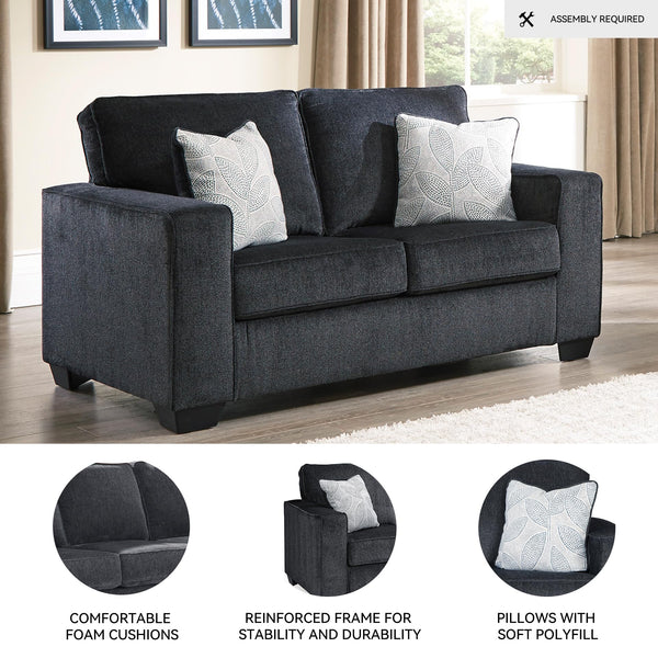 Modern Chenille Loveseat with Accent Pillows