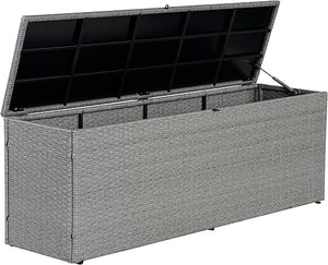 Outdoor Wicker Storage Trunk with Lockable Lid
