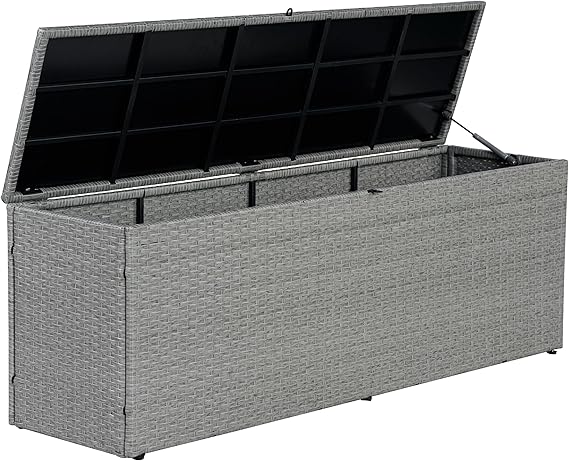 Outdoor Wicker Storage Trunk with Lockable Lid