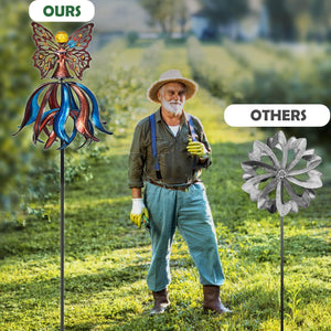 Solar Wind Spinner with LED Lights – Large Tulip Garden Windmill