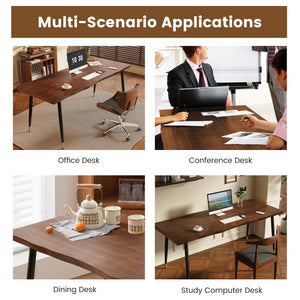55-Inch Solid Wood Live Edge Desk with Metal Frame