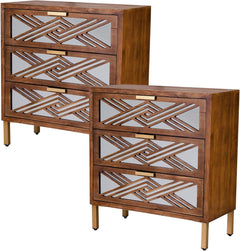 2-Door Accent Cabinet with Geometric Mirror Front