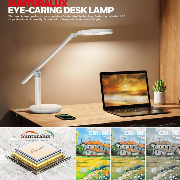 LED Desk Lamp 800LM Dimmable Eye-Caring Reading Light with Timer