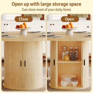 Round Dining Table Set for 4 with Storage Shelf
