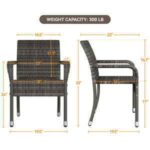 Stackable Outdoor Rattan Dining Chairs Set of 2
