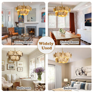 Gold Ginkgo Leaf Chandelier – 8-Light Ceiling Light Fixture